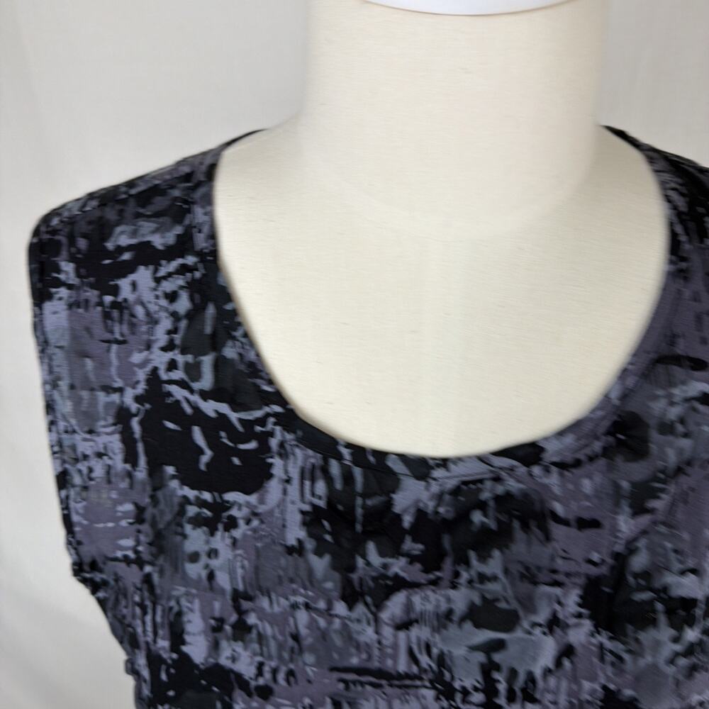 NWT Sydney TK108 Black Gray Pattern Crinkle Long Tank Top USA #0743 MED - Picture 5 of 6